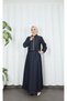 Jacketed Gilet Dress Tansel Denim Suit Navy Blue Hnt8552 - 4