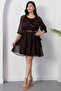 Wide Collar Belted Layered Chiffon Dress Dks1417 - 5
