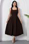 Square Neck Sleeveless Crepe Dress 2026-4558 - 6
