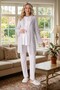 New Season Ecru Summer Shawl Collar Striped Short Sleeve Maternity Dressing Gown Pajama Set with Breastfeeding Feature - 2