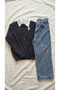 Girl's Cardigan Shirt Jean Pants 3-Piece Set with Brooch Detail - 7