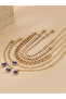 5Pcs Gold Tone Evil Eye Bracelet Set with Crystal Chain Stackable Chain for Women - 6