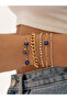 5Pcs Gold Tone Evil Eye Bracelet Set with Crystal Chain Stackable Chain for Women - 4