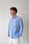 Daily Embroidered Striped Blue Poplin Oversize Shirt