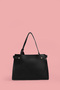 Women's Black Buckle Scarf Handbag and Crossbody Bag with Leather Texture - 7