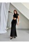 Maxi Tulle Dress with Chest Detail - Black - 2