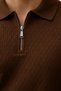 Men's Zippered Polo Collar Knitwear T-Shirt Slim Fit Textured Summer Stylish Casual - 2