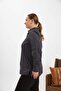 Large Size Shirt with Crochet Sleeve Detail Anthracite - 5
