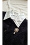 Girl's Cardigan Shirt Jean Pants 3-Piece Set with Brooch Detail - 2