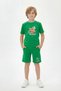 Colorful Capri Print Round Neck T-Shirt Detailed Boys' Top and Bottom Set - 2