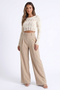 Low-Cut Crop Knit Sweater with Ripped Detail, Long Sleeves, Slim Fit - Ecru - 7