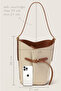 Luna Wicker Bucket Shoulder Bag - with Adjustable Shoulder Strap, Gold Accessories - 5