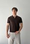 Brown Piped Polo Collar Knit T-Shirt