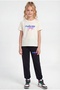 Round Neck T-Shirt and Sweatpants with Print Detail for Girls - Top and Bottom Set