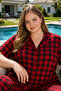 Large Size Women's Short Sleeve Milan Fabric Pajama Set 50501-2323 Red03 - 4
