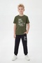 Short Sleeve T-Shirt and Long Sweatpants with Print Detail for Boys - Top and Bottom Set