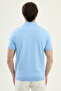 Patterned Slim Fit Polo Collar Zippered Men's Knitwear T-Shirt Blue - 11585.26Y - 4