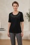 Women's Plus Size Lycra Crew Neck Embroidered Stoned Short Sleeve Mom T-Shirt Combed Cotton Blouse