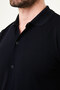 Straight Slim Fit Short Sleeve Men's Knitwear Shirt Navy Blue - 11246.26Y - 2