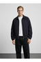 Men's Burgundy Cotton Gabardine Fabric Classic Collar Jacket with Elastic Waist and Sleeves and Zipper Closure - 3