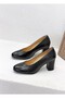 Mdza13424363 Round Toe Genuine Leather Daily Comfortable 7cm Thick Heel Shoes for Women - 3