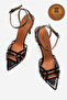 Genuine Leather Women's Open Toe Design Thin Heeled Shoes Black Patent Leather Pronade - 5