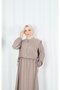 Button Detailed Bolero Pleated Dress Cream Hnt7121 - 8