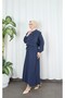 Button Detailed Bolero Pleated Dress Navy Blue Hnt7121 - 2
