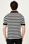 Striped Slim Fit Polo Collar Men's Knitwear T-Shirt Black - 11582.26Y - 4