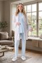 New Season Blue Summer Shawl Collar Patterned Breastfeeding Short Sleeve Maternity Dressing Gown Pajama Set - 6