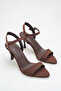Brown Satin Single Strap Heeled Women's Sandals