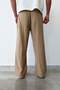Pleated Baggy Fit Fabric Mink Trousers - 2