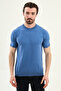 Plain Slim Fit Crew Neck Men's Knitwear T-Shirt Indigo - 11583.26Y