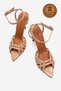 Genuine Leather Women's Open Toe Design Thin Heeled Shoes Nude Patent Leather Pronade - 5