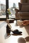 Women's Blunt Toe Thin Stone Striped Thick Mid-Heeled Ankle Strap Shoes - 2