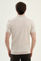 Stripe Detailed Slim Fit Polo Collar Zippered Men's Knitwear T-Shirt Beige - 11592.26Y - 4