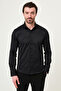 Straight Slim Fit Classic Hidden Button Men's Shirt Black - 27104.26Y