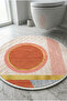 Round Multi-Purpose Bathroom Mat Non-Slip Base Foot Mat 50X50 Modern Patterned Soft Base - 2