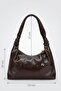Drawstring Soft Textured Hand and Shoulder Bag Bitter Brown - 3