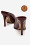 Genuine Leather Handmade Burgundy Leather Pointed Toe Thin Heeled Slippers Kobede - 4