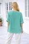 Women's V-Neck Button Detailed Three-Quarter Sleeve Italian Blouse - 3