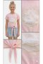 Girl's White Rose Detailed Pink Knitted Crop T-Shirt-4318 - 4