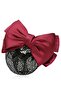 Burgundy Color Ribbon Figured Ballet Clip with Automatic Clip Mesh Clip - 2