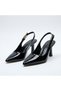 Women's Heeled Shoes Patent Leather Belt Gold Buckle Detailed Stylish Classic Stiletto Office Event Model
