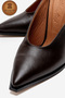 Genuine Leather Handmade Brown Leather Pointed Toe Thin Heeled Slippers Kobede - 3