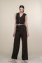 Women's Summer Coffee Color Fabric Trousers Set with Vest High Waist Stylish Two-Piece Casual Comfortable 1307 - 3
