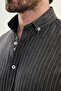 Striped Slim Fit Stand Collar Long Sleeve Men's Shirt Black - 27144.26Y - 2