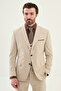 Plain Slim Fit Wide Collar Men's Suit with Handkerchief Detail Beige - 45444.26Y - 4