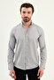 Striped Slim Fit Stand Collar Long Sleeve Men's Shirt Gray - 27144.26Y