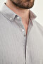 Striped Slim Fit Stand Collar Long Sleeve Men's Shirt Gray - 27144.26Y - 5